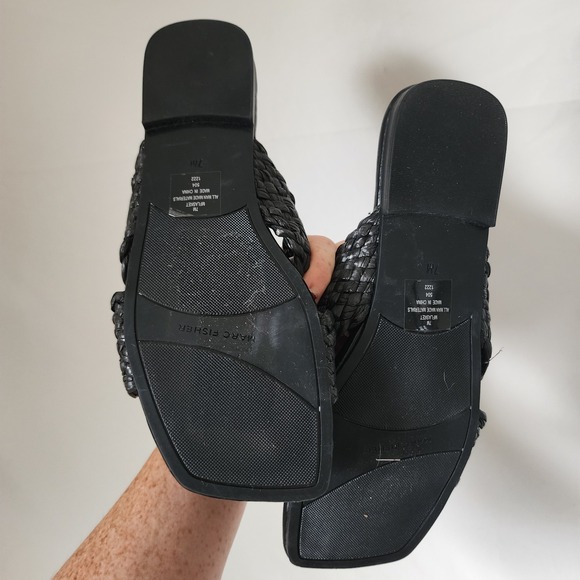 NWOB Marc Fisher Black Braided Woven Flasket Sandals 7 - Picture 3 of 4